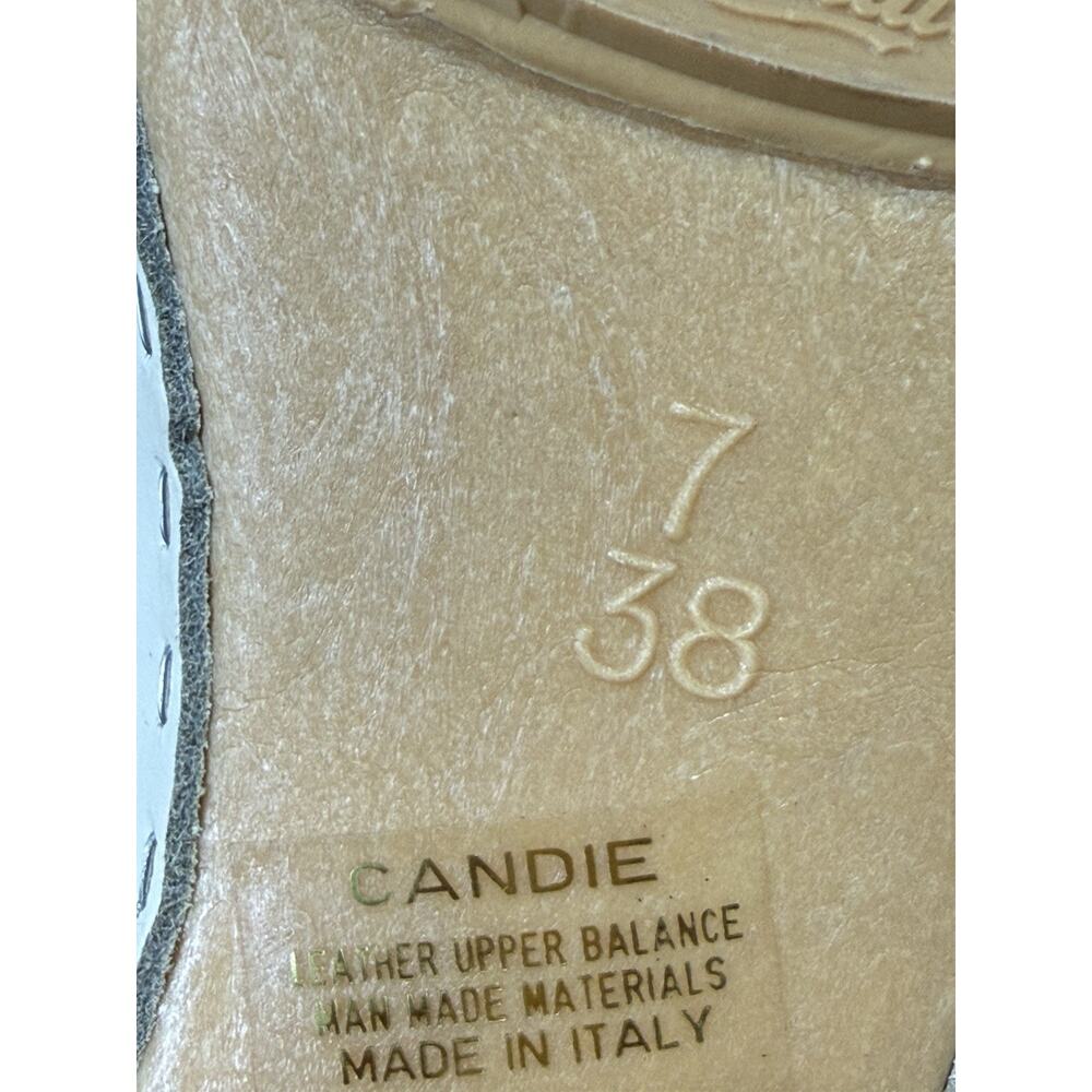 Vintage Y2K Candie's White Leather Peep Toe Slide Sandals Italy Women Size 7 - Picture 14 of 14